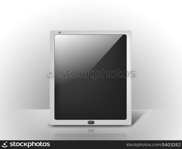 business and technology concept - tablet pc with blank black screen