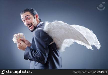 Business angel with money