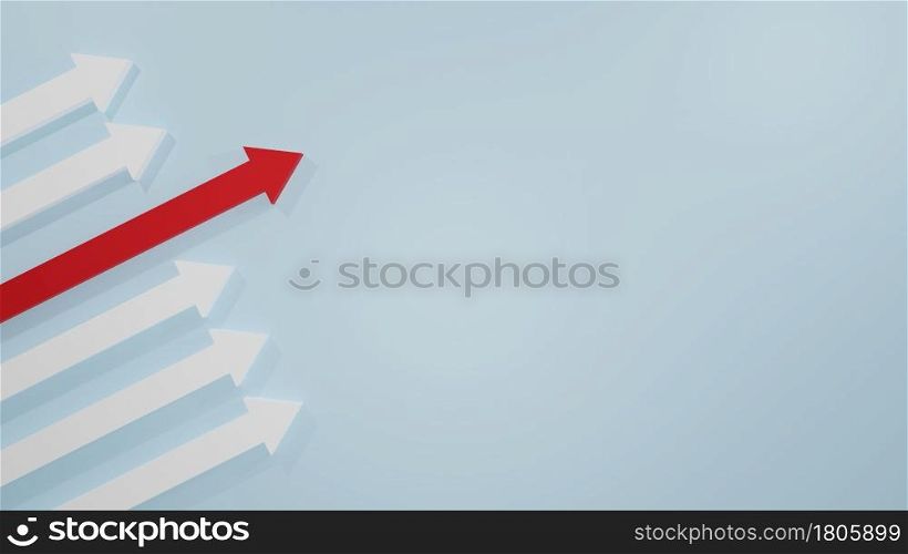 Business arrow target direction up for growth success, Investment Financial Arrow Graphs, 3D rendering