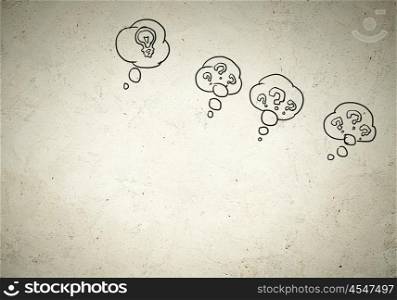 Business background image. Business background image with drawn ideas and speech bubbles