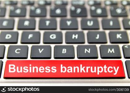 Business bankruptcy word on computer keyboard, 3D rendering