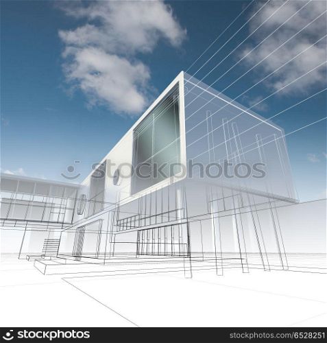 Business building structure 3d rendering. Business building structure. Building design and 3d model my own