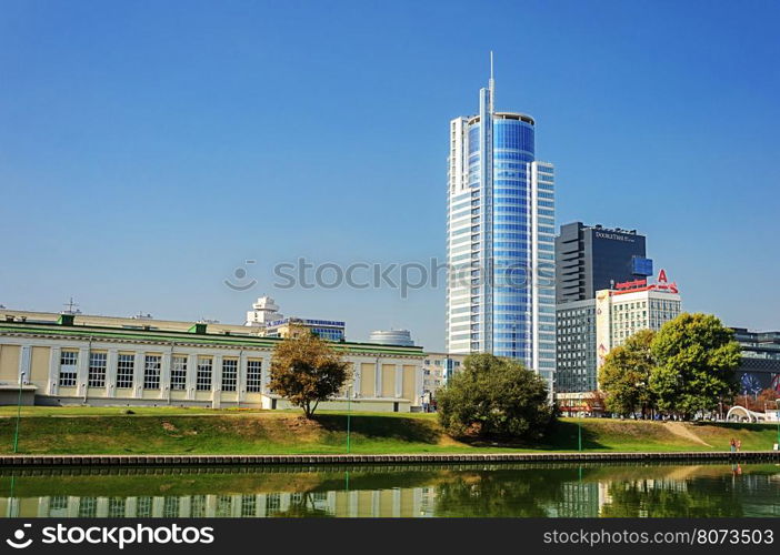 Business buildings in center of Minsk, Belarus