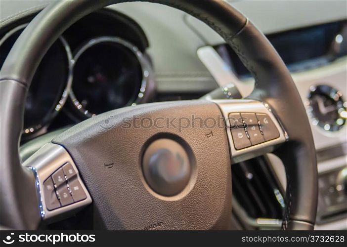 business car interior steering wheel