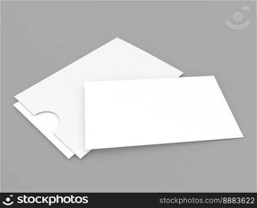 Business card blank mockup on grey background. 3d render illustration.. Business card blank mockup on grey background. 