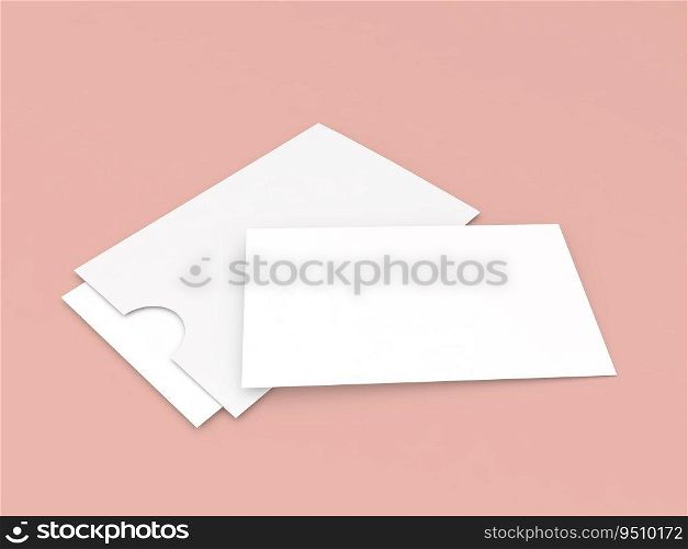 Business card blank mockup on orange background. 3d render illustration.. Business card blank mockup on orange background. 