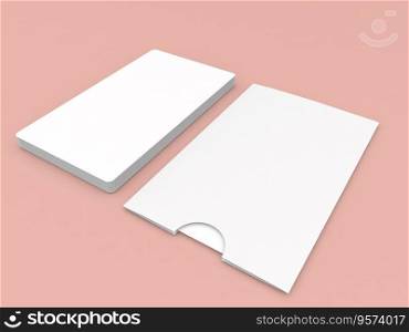 Business card blank mockup on pink background. 3d render illustration.. Business card blank mockup on pink background. 