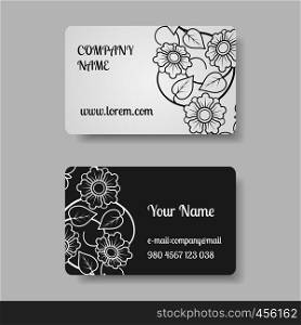 Business card collection with flowers. Vector illustration. Business card collection with flowers