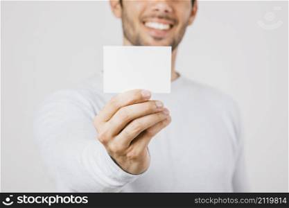business card template with young man background