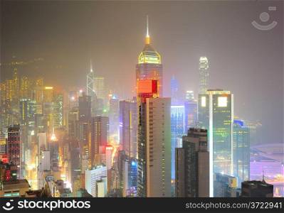 Business center of Hong Kong at night