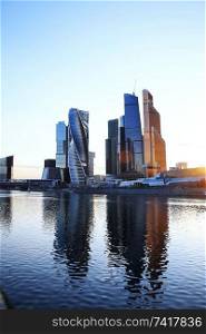 Business center of Moscow city and the surroundings in autumn