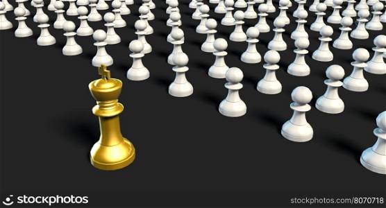 Business Chess Strategy King with Army of Pawns. Business Chess Strategy King with Pawns
