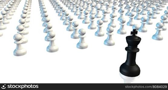 Business Chess Strategy King with Army of Pawns. Business Chess Strategy King with Pawns