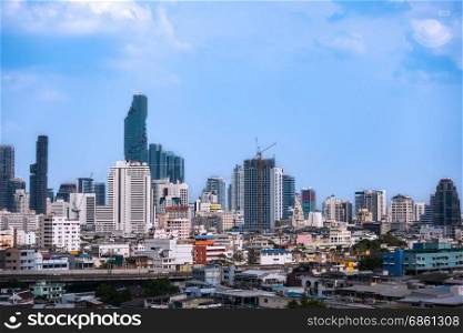 business cityscape area and modern building city and transportation urban area and blue sky of bangkok thailand