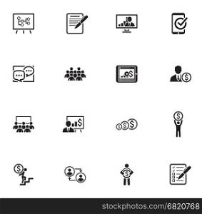 Business Coaching Icon Set. Online Learning.. Business Coaching Icon Set. Online Learning Flat Design. Isolated Illustration.