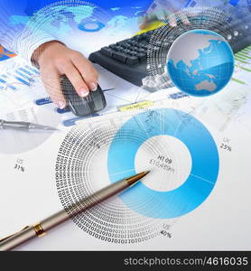 Business collage with financial and business charts and graphs