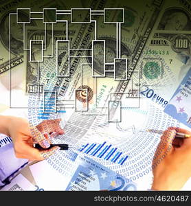 Business collage with financial and business charts and graphs