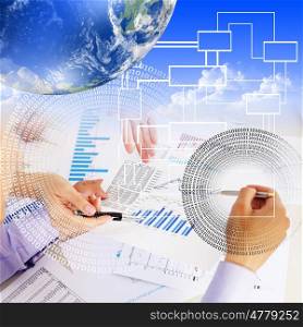 Business collage with financial and business charts and graphs