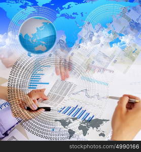 Business collage with financial and business charts and graphs