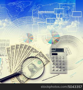 Business collage with financial and business charts and graphs
