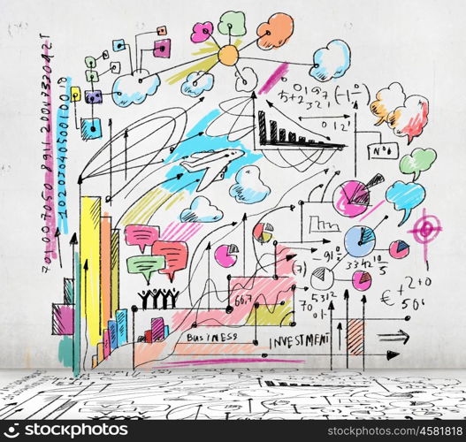 Business colorful sketch. Business colorful sketch image on white background