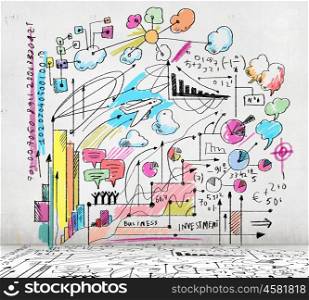 Business colorful sketch. Business colorful sketch image on white background