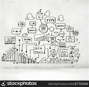 Business colorful sketch. Business ideas sketch image on white background