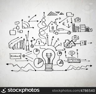 Business colorful sketch. Business ideas sketch image on white background