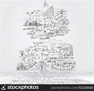 Business colorful sketch. Business ideas sketch image on white background