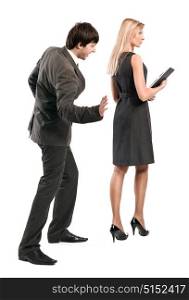 Business concept - an office harassment, unprofessional behavior