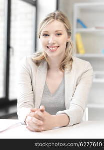 business concept - bright picture of happy and smiling woman