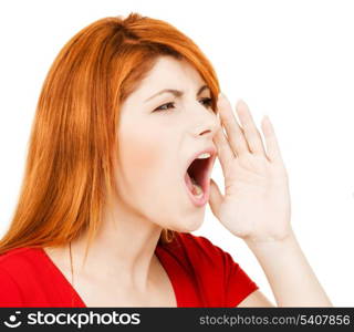 business concept - bright picture of screaming woman