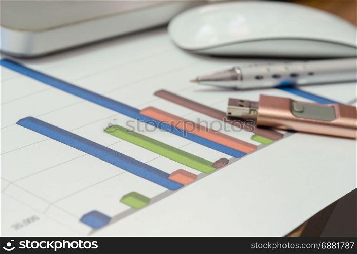 business concept.business document and graph on desk.