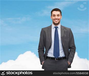 business concept - handsome businessman in suit