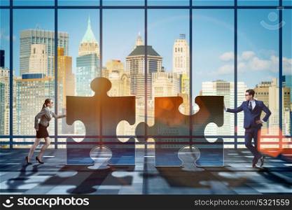 Business concept of puzzles for teamwork