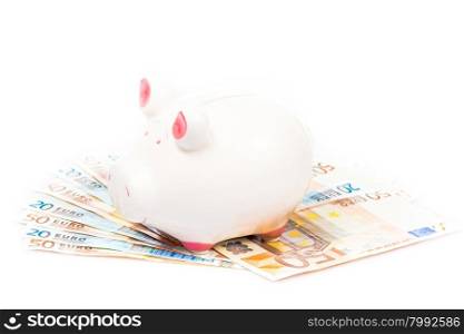 Business concept. Piggy bank with money. Saving account concept background