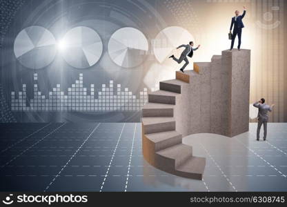 Business concept with business people on staircase