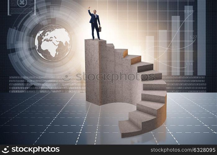 Business concept with business people on staircase