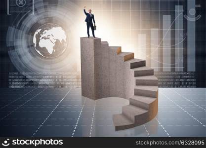 Business concept with business people on staircase