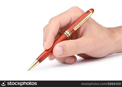 Business concept with hand writing on white