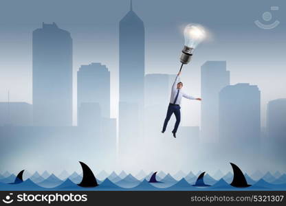 Business concept with lamp and businessman