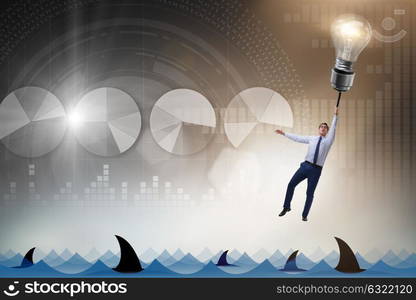 Business concept with lamp and businessman