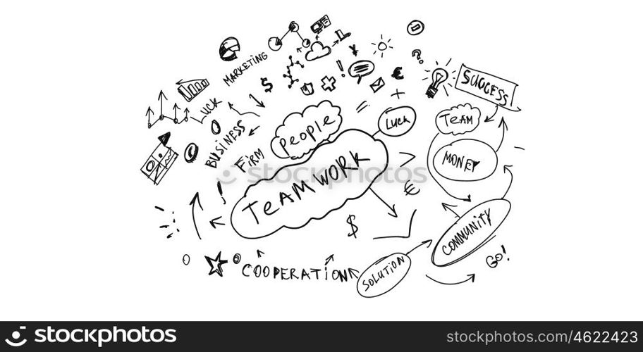 Business concepts. Background conceptual image with sketches on white background