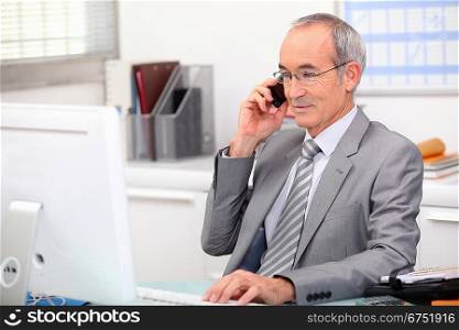 Business consultant on phone