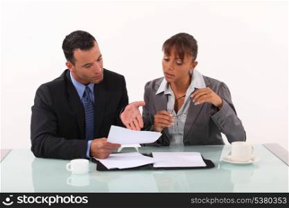 Business couple having heated discussion