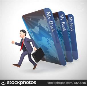 Business credit card payments icon shows trade finance. Using plastic for purchases and expenses - 3d illustration