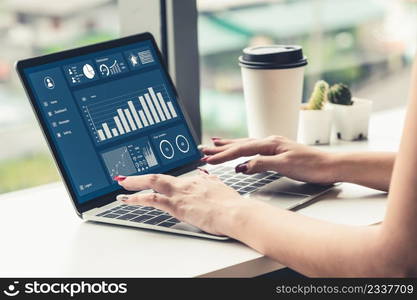 Business data dashboard analysis by ingenious computer software . Investment application display business sales and profit on the computer screen and advise marketing planning decision .. Business data dashboard analysis by ingenious computer software