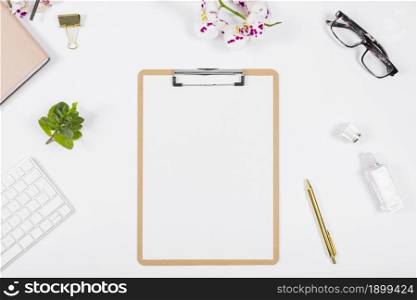 business desk arrangement with empty clipboard. Resolution and high quality beautiful photo. business desk arrangement with empty clipboard. High quality beautiful photo concept