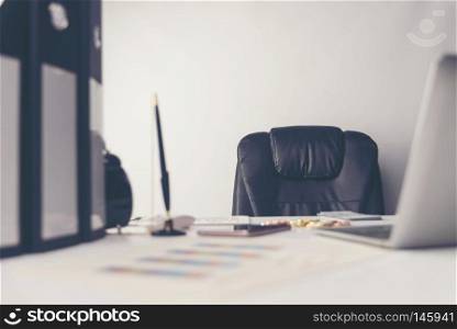 business desktop workplace in office