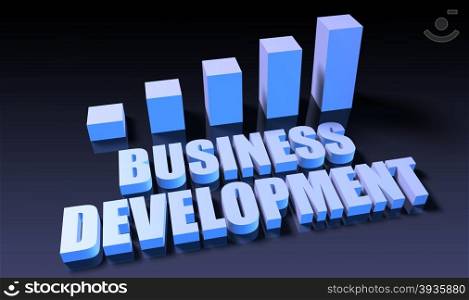 Business development. Business development graph chart in 3d on blue and black